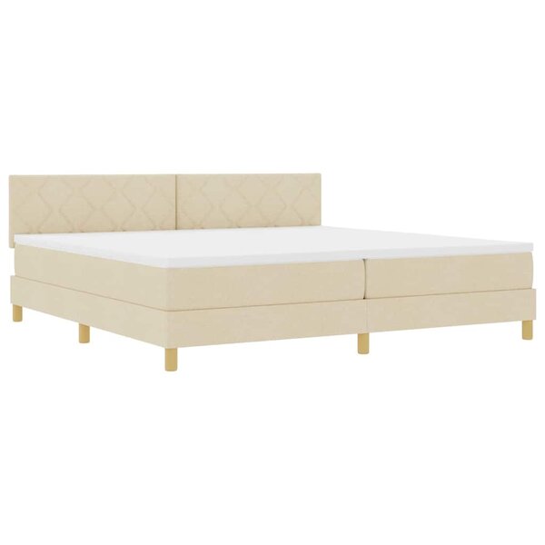 vidaXL Lit à ressort LED avec matelas Crème 200 x 200 cm tissu