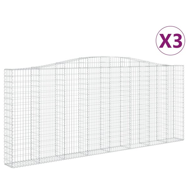 vidaXL Paniers à gabions arqués 3 Pièces 400x30x160/180 cm Fer galvanisé