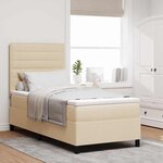 vidaXL Lit à ressorts avec matelas Crème 90 x 190 cm tissu