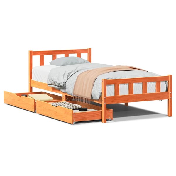 vidaXL Cadre de lit sans matelas cire marron 75x190 cm bois pin massif