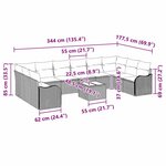 Ensemble de canapés de jardin 10 pièces vidaXL avec coussins en poly rattan gris