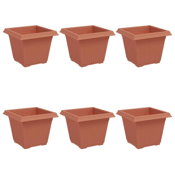 vidaXL Pot de Fleurs Carré 6 Pièces Rouge brique 20 x 20 x 16 cm