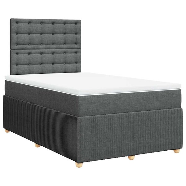 vidaXL Sommier à lattes de lit avec matelas Gris foncé 120x200cm Tissu