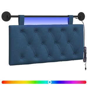 vidaXL Tête de lit suspendue Avec lumière LED Bleu Tissu