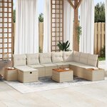 vidaXL Ensemble de canapé de jardin 9 Pièces Beige Poly rotin