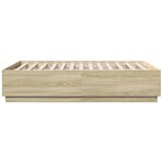vidaXL Cadre de lit avec LED sans matelas chêne sonoma 135x190 cm