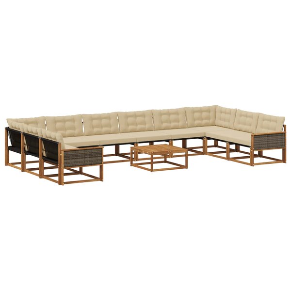vidaXL Ensemble de canapés d'extérieur 11 Pièces Naturel et Beige