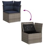 vidaXL Salon de jardin 5 Pièces avec coussins gris résine tressée acacia