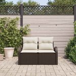 vidaXL Sofa de jardin 2 places avec rangement et coussins marron en poly rattan