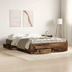 vidaXL Cadre de lit avec tiroirs avec tiroir Bois ancien 135 x 190 cm