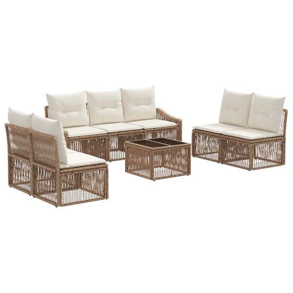 vidaXL Ensemble de canapé de jardin 8 Pièces Beige polyrotin