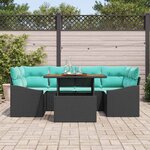 vidaXL Ensemble de salle à manger pour jardin 7 Pièces Noir et Sarcelle
