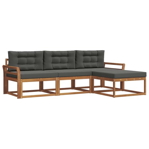 vidaXL Ensemble de canapés d'extérieur 4 pc Naturel et Anthracite