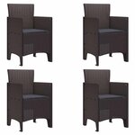vidaXL Ensemble de salle à manger pour jardin 5 Pièces Marron Rattan Polt