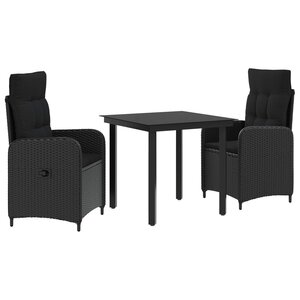 vidaXL Ensemble de Tables Basses avec coussin avec oreiller 3 Pièces Noir