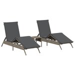 vidaXL Chaises longues lot de 2 avec table gris résine tressée