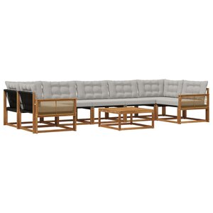 vidaXL Ensemble de canapés d'extérieur 8 Pièces Naturel et gris clair