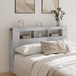 vidaXL Tête de lit à LED gris béton 160x18 5x103 5cm bois d'ingénierie