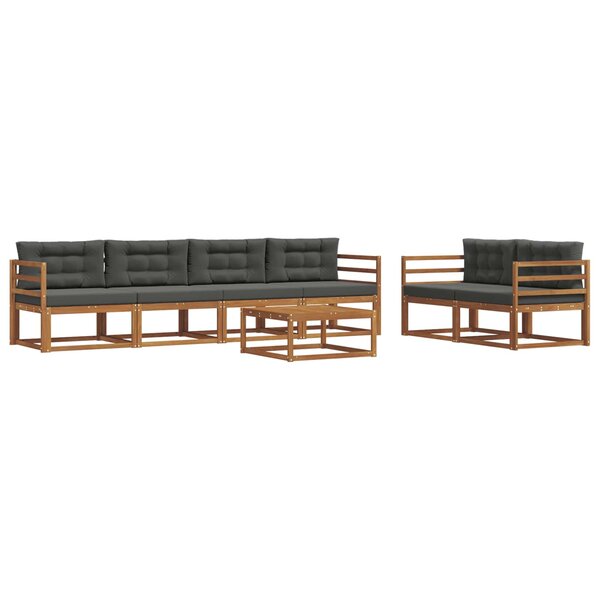 vidaXL Ensemble de canapés d'extérieur 7 Pièces Naturel et Anthracite