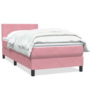 vidaXL Sommier à lattes de lit avec matelas rose 90x210 cm velours