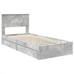 vidaXL Lit de Rangement Gris béton 90 x 200 cm Bois d'ingénierie