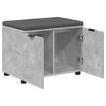 vidaXL Banc d'entrée avec coussin Gris béton 60 x 38 x 46 cm