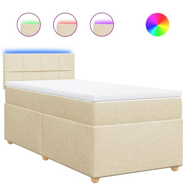 vidaXL Sommier à lattes de lit avec matelas Crème 100x200 cm Tissu