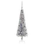 Vidaxl arbre de noël mince avec led et boules argenté 150 cm