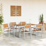 vidaXL Ensemble de salle à manger pour jardin 7 Pièces Gris et marron