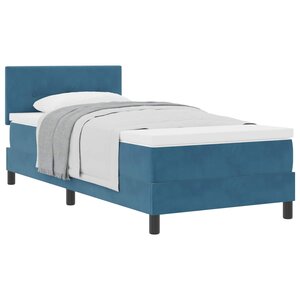 vidaXL Lit à ressorts avec tête de lit Bleu foncé 90 x 200 cm Velours