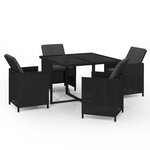 vidaXL Ensemble à dîner de jardin avec coussins 5 Pièces poly rotin noir