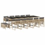 vidaXL Ensemble à manger de jardin et coussins 15 Pièces mélange beige