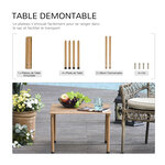 Table basse pliable de jardin camping plateau à lattes dim. 58L x 58l x 40H cm sac transport inclus bois sapin pré-huilé