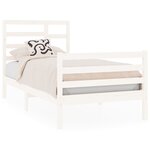 vidaXL Cadre de lit Blanc Bois massif 75x190 cm Petit simple