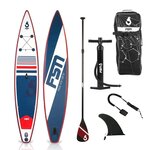 Paddle gonflable race 12'6 - 384 x 71 x 15 cm - stand up paddle avec pagaie  leash  pompe  anneaux de kayak et sac de transport