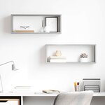 vidaXL Étagères murales cube 2 Pièces Gris béton Bois d’ingénierie