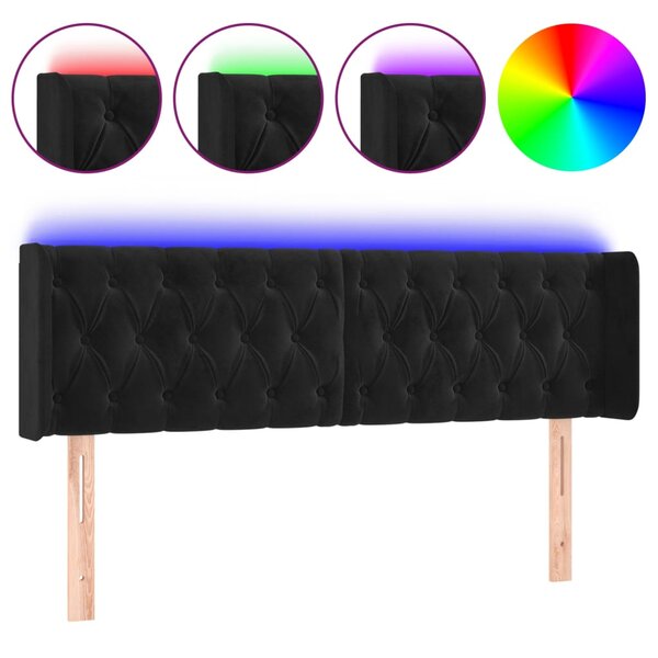 vidaXL Tête de lit à LED Noir 147x16x78/88 cm Velours