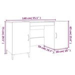 vidaXL Bureau Gris béton 140x50x75 cm Bois d'ingénierie