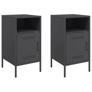 vidaXL Tables de chevet 2 Pièces noir 36x39x68 cm acier