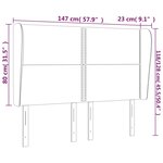 vidaXL Tête de lit avec oreilles Marron foncé 147x23x118/128 cm Tissu