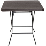 Table de jardin pliable table pliante carrée dim. 78L x 78l x 74H cm métal époxy HDPE imitation bois chocolat