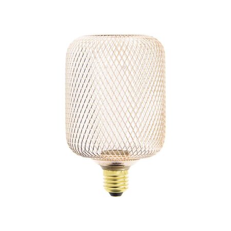 Ampoule déco cage cylindre cuivre  culot e27  hologramme  blanc chaud