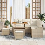 vidaXL Ensemble de canapé de jardin 8 Pièces Beige Poly rotin
