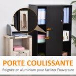 Armoire de bureau 2 portes coulissantes 80 x 40 x 120 cm sécurisée 2 étagères moderne épuré en panneau de particules noir 21_0002431