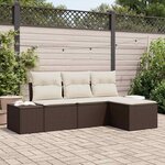 vidaXL Ensemble de canapé de jardin avec coussin 4 Pièces Marron  Crème