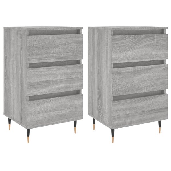 vidaXL Tables de chevet 2 Pièces sonoma gris 40x35x69 cm bois ingénierie