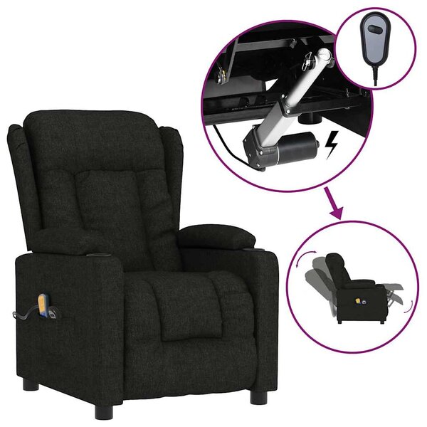 vidaXL Fauteuil électrique de massage Noir Tissu