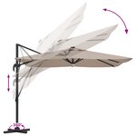 vidaXL Parasol déporté Roma de avec LEDs Taupe 286x285x270 cm Aluminium