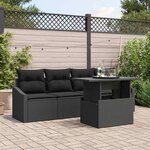 vidaXL Ensemble de canapé de jardin 5 Pièces Noir Poly rotin