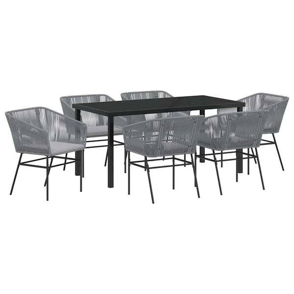 vidaXL Ensemble de salle à manger pour jardin 7 Pièces Gris Poly rotin